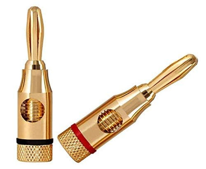 4 Pairs 8 Plugs Speaker Banana Plugs Gold Plated – Open Screw Type Brass Connector for Speaker Stereo Wire, Home Theater Audio (8 pcs/4 Red 4 Black)