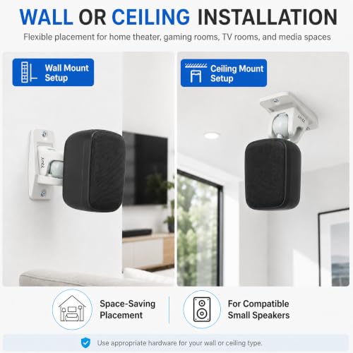 Jumbl SINSB7W ProGrip Ultra Stainless Steel Speaker Wall Mount Bracket White, Pair of 2 - Thread Size: 1/4-20 - Holds up to 10 Lbs - color: White