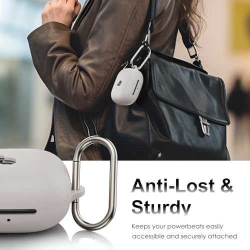 for Beats Powerbeats Pro 2 Case Cover, Top Logo Visible | Soft Silicone Shockproof Protective Skin Case for Beats Powerbeats Pro 2 2025 with Cleaner Kit & Carabiner, Quick Sand - color: Quick Sand