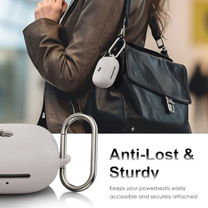 for Beats Powerbeats Pro 2 Case Cover, Top Logo Visible | Soft Silicone Shockproof Protective Skin Case for Beats Powerbeats Pro 2 2025 with Cleaner Kit & Carabiner, Quick Sand - color: Quick Sand