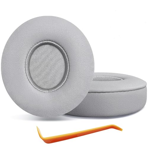 Replacement Ear Pads for Solo 3 Headphones Over-Ear Headphones, Earpads with Soft Protein Leather, Noise Isolation Memory Foam（solo3-Grey） - color: solo3-Grey