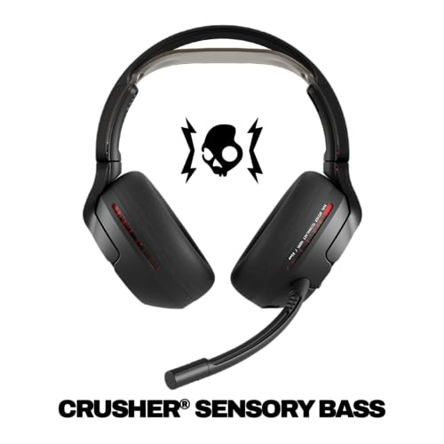 Skullcandy Crusher PLYR 720 Wireless Gaming Headset - Digi-Black | THX Spatial Audio, Multi-Sensory Crusher Bass, Removable Microphone, PC, PlayStation, Nintendo, Multi-Platform, Open-Back - color: Digi-Black