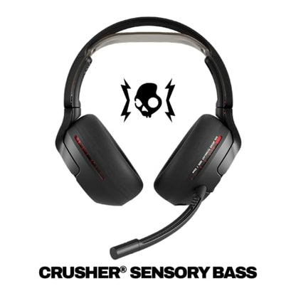 Skullcandy Crusher PLYR 720 Wireless Gaming Headset - Digi-Black | THX Spatial Audio, Multi-Sensory Crusher Bass, Removable Microphone, PC, PlayStation, Nintendo, Multi-Platform, Open-Back - color: Digi-Black