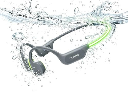 Bone Conduction Headphones Bluetooth 6.0, LED Light, Open Ear Headphones IPX8 Waterproof, 32GB Built-in Memory, with Mic, 10-Hour Battery Life for Cycling, Swimming and Fitness (Gray) - color: Gray