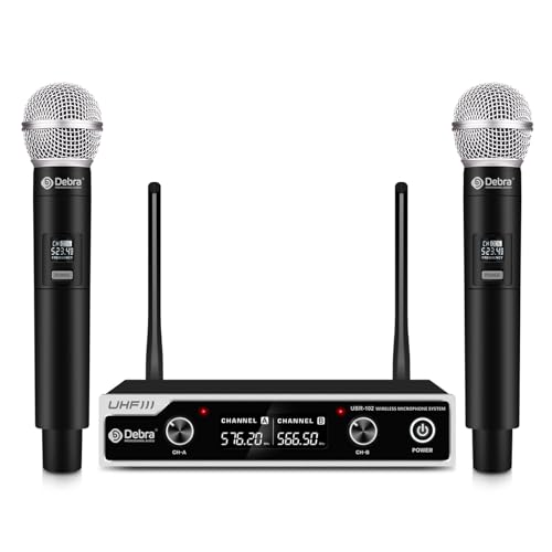 D Debra Wireless Microphone System UHF UBR-102 with Cordless Handheld Lavalier Headset Mics, 260ft Range, Suitable for Church, Lectures, Karaoke, Weddings, DJ, and Bars(2 Handheld) - size: 2 Handheld