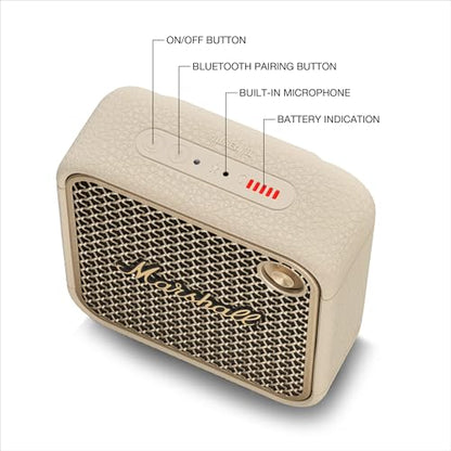 Marshall Willen II Portable Bluetooth Speaker - Rugged Waterproof/Dust-Proof Design | Loud Stereo Sound, Deep Bass | Compact and Wireless for Travel and Outdoors - Cream - color: Cream