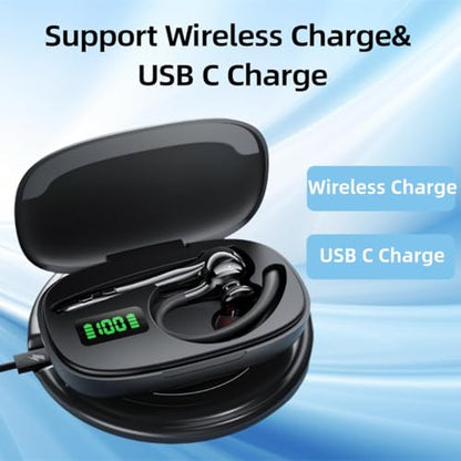 Bluetooth Headset Wireless Earpiece Single Ear Earphones for iOS Android | Noise Canceling Microphone 160H Standby Time Hands Free Calling for Business Office Gaming Samsung Phones