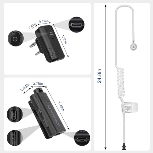 Wireless Headset with Clear Acoustic Tube Earpiece and 2 Pin Dongle,Walkie Talkie Headset with PTT Microphone for BaoFeng Kenwood Btech Radios & More(Not Compatible with Motorola/Midland)