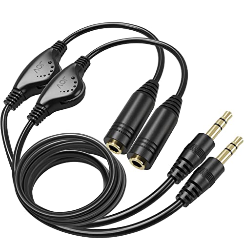 PChero Headphone Extension Cable with Volume Control, 2 Packs 6.6ft | 3.5mm Audio Male to Female Aux Adapter Sound Stereo Extender Cord for Headset Smartphones Tablets - size: 6.6ft, 2 Packs