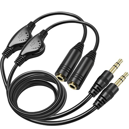 PChero Headphone Extension Cable with Volume Control, 2 Packs 6.6ft | 3.5mm Audio Male to Female Aux Adapter Sound Stereo Extender Cord for Headset Smartphones Tablets - size: 6.6ft, 2 Packs