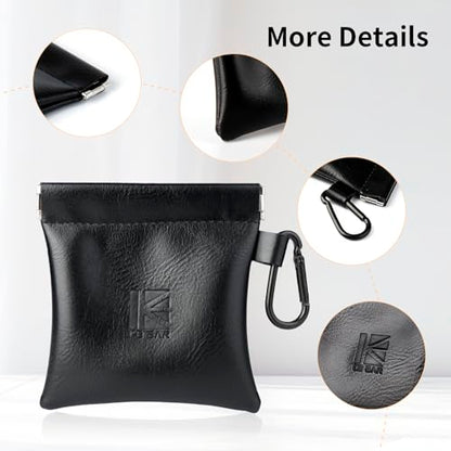 2PCS KBEAR BP01 Plus in Ear Monitor Case for IEMS, Mini Portable PU Leather Headphones Case with Spring-Loaded Closure for KZ ZS10 PRO, ZAR, ZAS, Earbuds, IEMs Cable, Eartips (Black, Medium - 2PCS) - size: MEDIUM - 2PCS