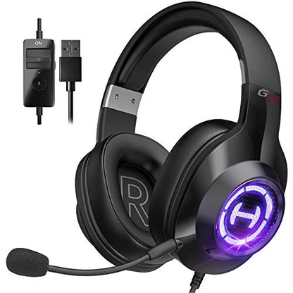 Edifier G2II Gaming Headset for PC PS4 USB Wired Gaming Headphones with 7.1 Surround Sound with Noise Canceling Microphone and RGB Light 50mm Driver Compatible with Mac Desktop PC Black - color: B_ED-G2 II