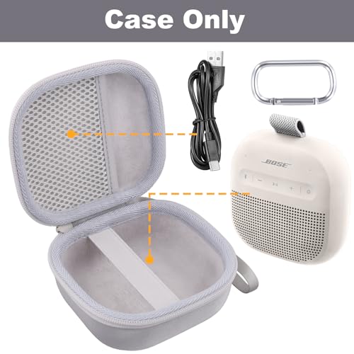 Aenllosi Case for Bose SoundLink Micro 2nd Gen Speaker, Gray-White | EVA case construction, Water-resistant design, Dust-resistant design, Protective case only - color: Grey-White, style: Hard Case for Bose SoundLink Micro 2nd Gen