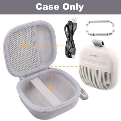 Aenllosi Case for Bose SoundLink Micro 2nd Gen Speaker, Gray-White | EVA case construction, Water-resistant design, Dust-resistant design, Protective case only - color: Grey-White, style: Hard Case for Bose SoundLink Micro 2nd Gen
