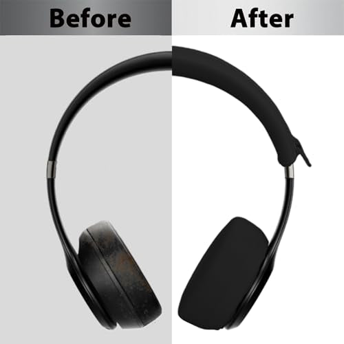 Adhiper Solo3 Ear Pads & Ear Covers & Headband Cover for Beats Solo 3 & Solo 2 Wireless Headphones, Protein Leather Solo3 Earpad Replacement Accessories Silicone Sweat Covers - Black - color: Black