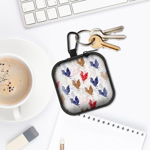 Square Data Cable Earbud Charger Coin Storage Bag Shockproof and Drop-Proof EVA Material Compatible with AirPod(Rooster) - color: Rooster
