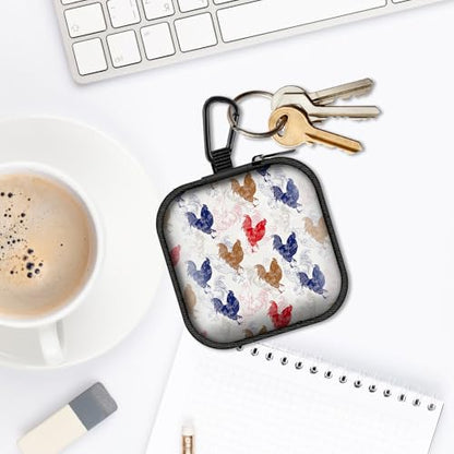Square Data Cable Earbud Charger Coin Storage Bag Shockproof and Drop-Proof EVA Material Compatible with AirPod(Rooster) - color: Rooster