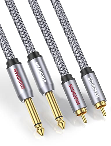 RCA to 1/4 Cable，Dual RCA Male to Dual Quarter inch(6.35mm) Male TS Stereo Audio Interconnect Cable-Grey(3.3Feet/1M) - color: Grey-2*1/4 to 2RCA, size: 3ft/1M
