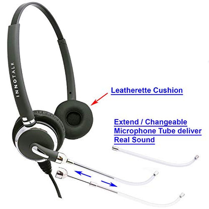 INNOTALK Voice Tube Mic Binaural Customer Service Center Phone Headset Compatible with Avaya 4621 4622 4624 4625 4630 5410 5420 5610 Phone - HIC Quick Disconnect Headset - size: Voice Tube Mic Binaural