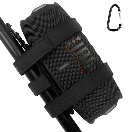 Portable Speaker Mount for Golf Cart Railing Bike or Boat, Waterproof Outdoor Adjustable Strap for Most Speakers (Black)