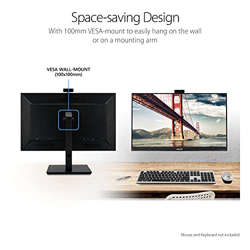ASUS BE279QSK 27 Inch 1080P FHD Computer Monitor, Webcam, HDMI, DisplayPort - size: 27 Inch, style: Webcam Height Adjustable