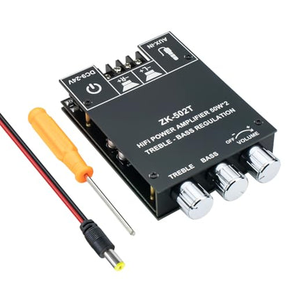 ZK-502T 100W Bluetooth 5.0 Amplifier Board with Treble and Bass Control, TPA3116D2 50Wx2, Bluetooth AMP Board for Home Passive Speakers - style: ZK-502T