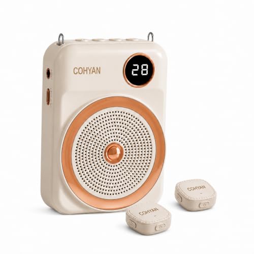 Voice Amplifier for Teachers with Dual Magnetic Wireless Lavalier Microphones & Noise Reduction - Bluetooth Portable Rechargeable Speaker for Classroom, Meetings, Yoga, Speeches