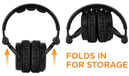 Turcom Over Ear Wired Gaming Headphones, DJ-Style Monitor Headphone, Stereo Studio Sound 50 mm drivers and 100 dB, Lightweight Adjustable Professional Headset with Microphone Auxiliary Cable (TS-823)