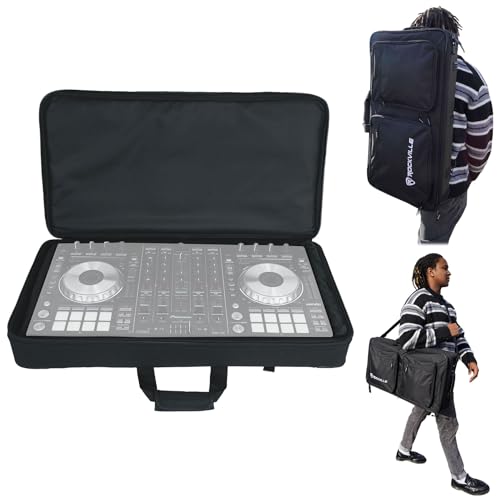 Rockville DC27 Padded 27" DJ Controller Mobile Producer Backpack Bag | 7 Adjustable Foam Dividers, Water-Resistant Shell, 15" Laptop Slot, YKK Zippers, Shoulder Strap, Carry Handles - size: 27"