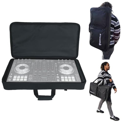 Rockville DC27 Padded 27" DJ Controller Mobile Producer Backpack Bag | 7 Adjustable Foam Dividers, Water-Resistant Shell, 15" Laptop Slot, YKK Zippers, Shoulder Strap, Carry Handles - size: 27"