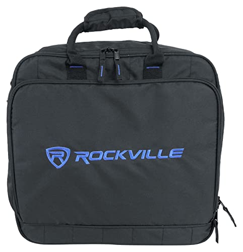 Rockville MB1615 DJ Gear Mixer Gig Bag Case, 15.5" x 15" x 5", Rugged Nylon, Water-Resistant, Front Pocket for Laptop and Accessories, for Mobile DJs and Studio Professionals | Fits Mixers Controllers FX Pedals, 17" Laptop Pocket, 8mm Foam Padding, YKK Zi
