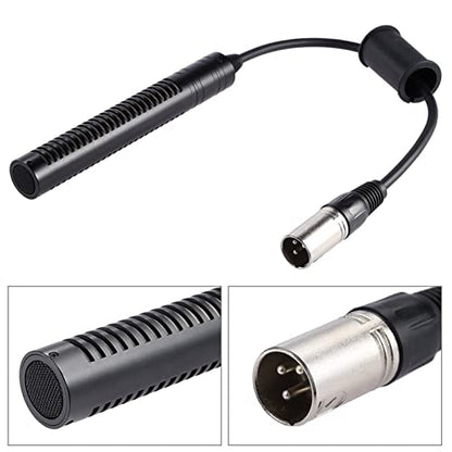 Condenser Microphone High Sensitivity Stereo Camera Mic Recording Black Unidirectional Anti Interference for Video Recording