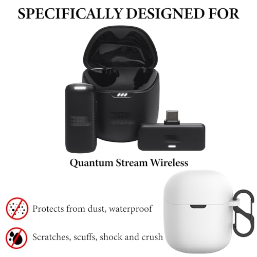 Geekria for Creators Microphone Case Cover Compatible with JBL Quantum Stream Wireless, Mic Silicone Protective Case Skin, Soft Microphone Travel Charging Case Sleeve (White) - color: White