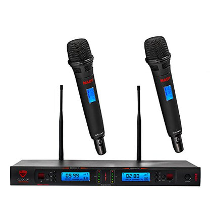 Nady 2W-1KU-HT-NEUS Dual True Diversity 1000-Channel Professional UHF Wireless System with 2 Handheld Microphones – Autoscan – Automatic Transmitter Pairing – All Metal Construction - size: Dual Transmitter, style: Handheld Microphone System