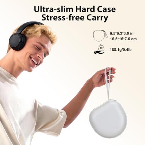 Headphone Case Compatible with JBL/Beats/BERIBES/Jlab/Picun/TOZO/KVIDIO/Soundcore Anker/Skullcandy Noise Cancelling Over-Ear Headphones, Pearl Cream - color: Pearl Cream