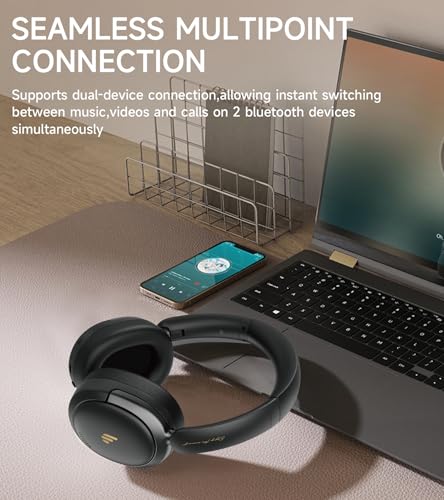 Atom Max 하이브리드 ANC 헤드폰, 고해상도 오디오, 45시간 재생, 블랙 - color: 블랙.