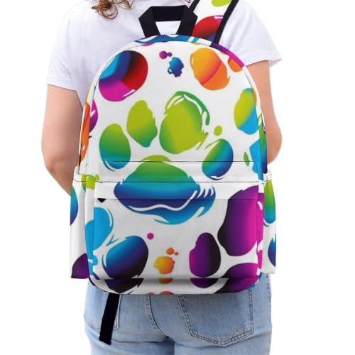Travel Backpack for Women Men Carry On Backpack Coffee Collection Laptop Bag Lightweight Casual Daypack - color: Colorful Dog Paw Print