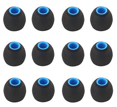 12PCS Small Size Replacement Ear Tips Earbuds Eartips Eargels Ear Cap for Powerbeats Pro, BeatsX, Senso, TOZO, Sony & Other Inner Hole 3.8mm Earbud in-Ear Headphones,Black-Blue,S