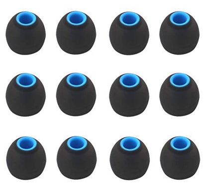 12PCS Small Size Replacement Ear Tips Earbuds Eartips Eargels Ear Cap for Powerbeats Pro, BeatsX, Senso, TOZO, Sony & Other Inner Hole 3.8mm Earbud in-Ear Headphones,Black-Blue,S