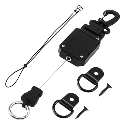 CB Mic Holder Retractable, Swivel Microphone Hanger for Truck Drivers | 31.5" steel cable auto-retracts. 360° swivel hook.Tool-Free.Smooth consistent retraction.D-rings & clip included.