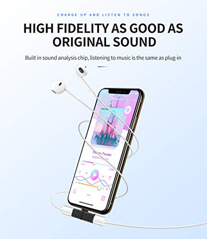 Zoyuzan Lightning to Audio Adapter, 4 in 1 Functionality, Compatible with iPhone 7 and Up, iPad and iPod, Copper Wire Audio Output, 12-Month Warranty