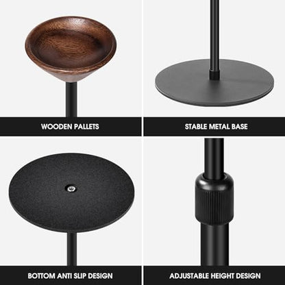 2-Pack Floor Homepod Mini Stand,Height Adjustable 15.7 In-31.4 in Black | Wooden Tray Safety Stability and Anti Slip Bottom，Mini Speaker Accessories Are Suitable for Home Living Rooms, Bedrooms, Gyms - color: 2 Pack- black
