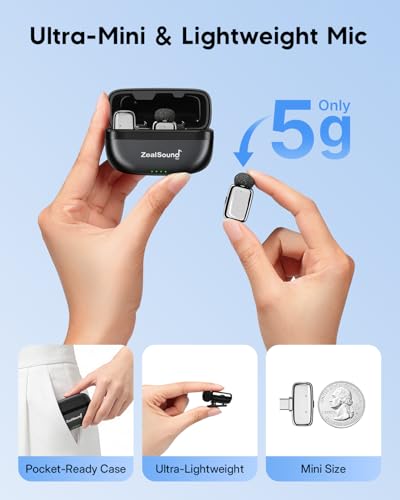 ZealSound Mini Wireless Lavalier Microphone for iPhone, iPad & Android - color: Silver