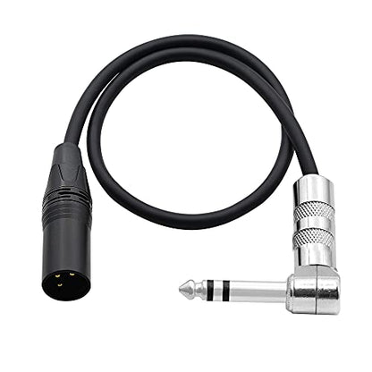 1/4 to XLR Cable 90 Degree Right Angle 6.35 mm TRS Male Plug to XLR Male Plug Audio Stereo Microphone Cable for Speakers, Stage, DJ and More（50cm）