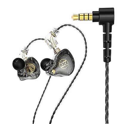FEDAI DX2 in Ear Monitor Headphones, HiFi Stereo IEM Earphones, Noise Isolating Professional Earbuds,Dynamic Dual Driver Wired Earbuds with Detachable Cable, Noise Canceling Headset (Black,No Mic) - color: Black, size: No Mic