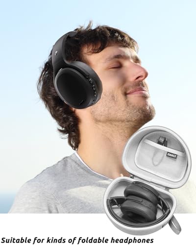 RAIACE Hard Storage Case Compatible with Skullcandy Crusher Over-Ear Headphones, for TOZO HT3 Headphones and More Foldable Headset, Travel Carrying Bag. (Case Only)-Gray - color: Gray