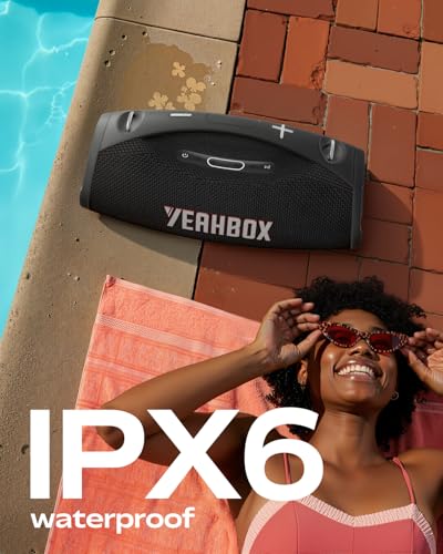 Yeahbox X-Boom X Portable Bluetooth Party Speaker with Dual Mics, 200W Peak - color: Black