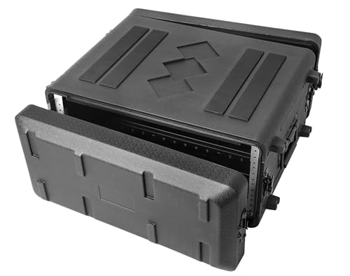 Diandian 4U Rack Case Shallow 16" Depth, Rackmount Flight Case Shock Mount | for Pro Audio, Amplifier, DJ Mixer, Effects with Microphone Compartments, Dust-Proof, Tour & Live Sound - size: 4U Rack Space 16" Deep