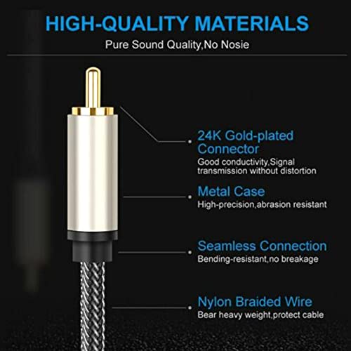 Subwoofer Cable Digital Coaxial Cable 1 to 1 Video Cable for Home Theater Sound - color: 1m
