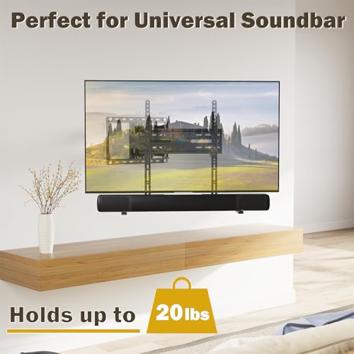 Mounting Dream Soundbar Mount Sound Bar TV Bracket Holds up to 20 Lbs | Universal Sound Bar Mount for Soundbars with/ without Holes, Non-Slip Base Holder Extends 3.4"-6.1", Easy to Install, MD5425 - size: For soundbars up to 20lbs